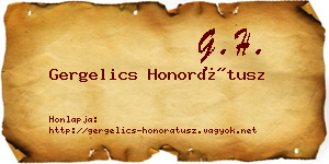 Gergelics Honorátusz névjegykártya